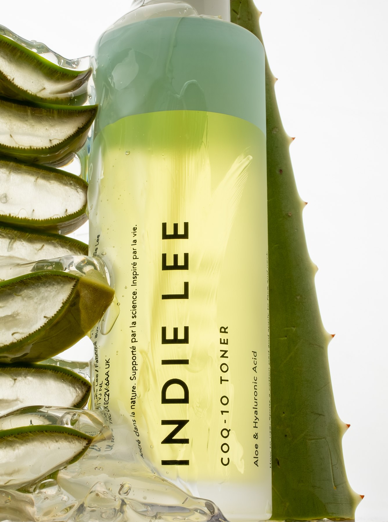 Indie Lee skincare with aloe and translucent gel
